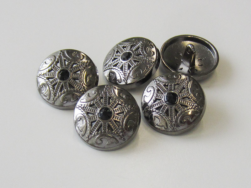 www.knopfparadies.de - 5662ch - Metallknöpfe, chromfarben mit Glitzerstein