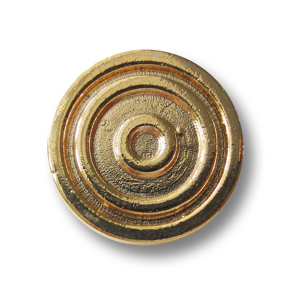 Günstiger goldfb. Metall Knopf mit Kreisen / B-WARE