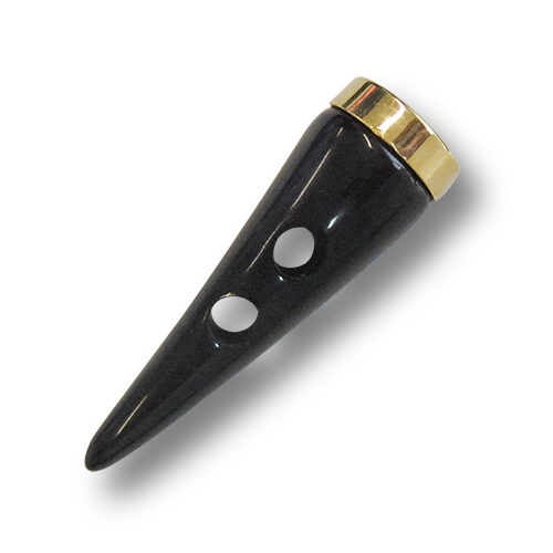 www.knopfparadies.de - 0380sc - Spitz zulaufende Knebelknöpfe aus Kunststoff in Schwarz und Gold