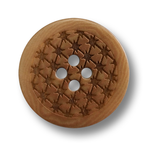 www.knopfparadies.de - 6072br - Braune Steinnussknöpfe mit vier Löchern und Lasermuster
