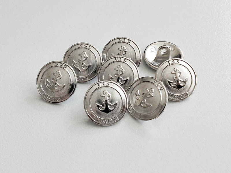 www.knopfparadies.de - 2373si - Silberfarbene, maritime Metallknöpfe mit Anker
