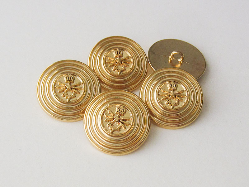 Goldfarbene Metall Ösen Knöpfe "Royal" mit Stern und Krone