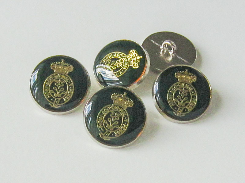 www.Knopfparadies.de - 4244gr - Edle Wappenknöpfe aus Metall in Grün, Silber & Gold