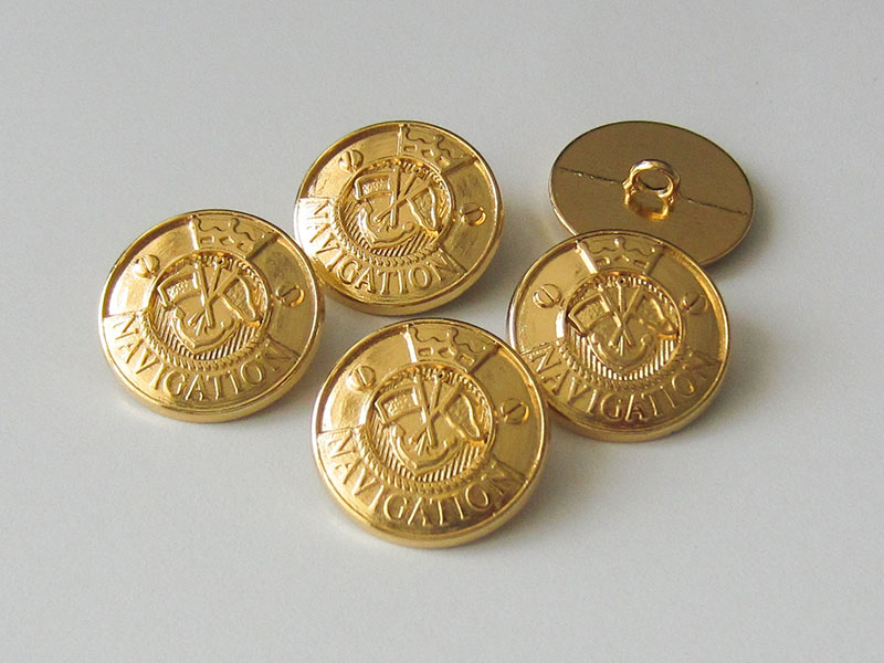 www.Knopfparadies.de - 2730go - Maritime Goldene Metallknöpfe mit Anker Motiv