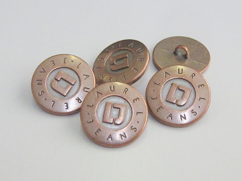 Exklusiver kupferfarbener Designer Metall Knopf