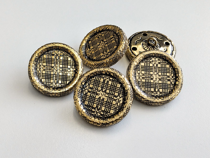 www.knopfparadies.de - 6336ag - Altgoldfarbene Metallknöpfe aus Blech