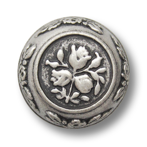 Altsilberfarbene Knöpfe mit Blumenmotiv