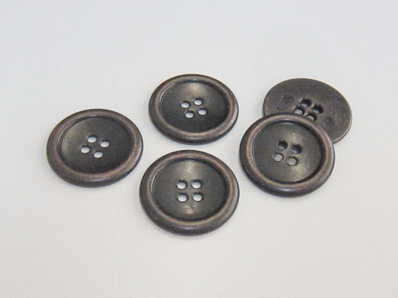 www.Knopfparadies.de - 5300ek - Einfache Vierlochknöpfe aus Metall in Eisen & Kupfer