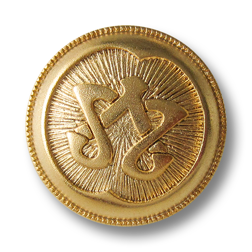 www.Knopfparadies.de - 4166go - Extravagante goldene Metallknöpfe mit Enblem