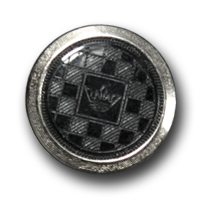 www.knopfparadies.de - d006b - Schwarz-silberfarbene Metallknöpfe mit Krone