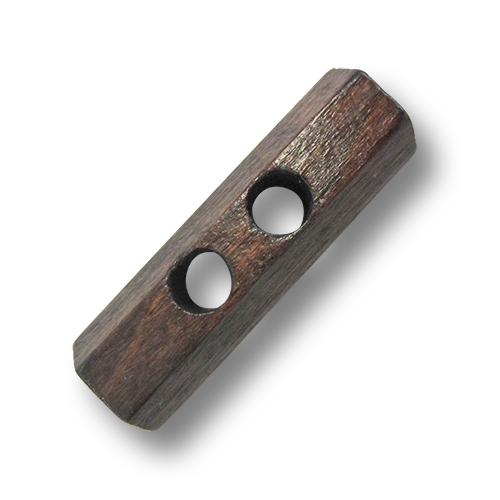 www.knopfparadies.de - h0197b - Dunkelbraune, sechseckige Knebelknöpfe aus Holz