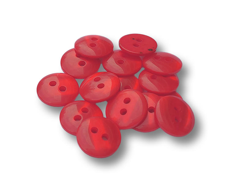 Kleine rote Blusenknöpfe, gewölbt, 11,5mm, Perlmutt-Optik