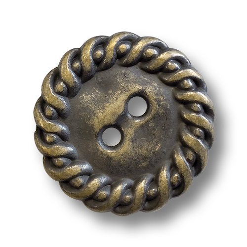 www.knopfparadies.de - 6096me - Altmessingfarbene Metallknöpfe mit zwei Löchern