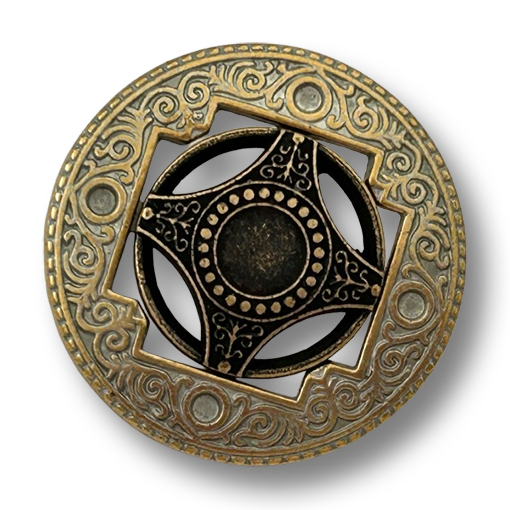 www.knopfparadies.de - 2137em - Hochwertiger Metallknopf im Renaissance Stil zweiteilig zweifarbig