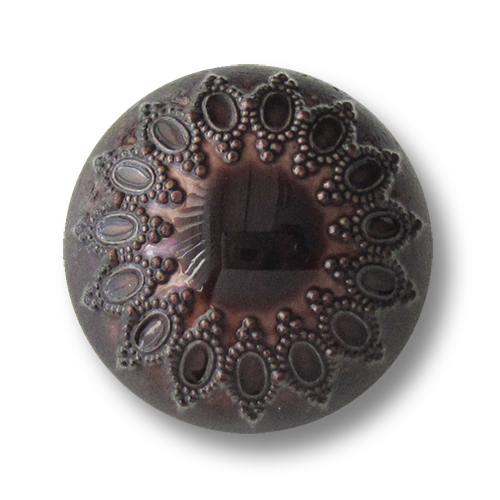 Wunderschöner brauner Kunststoff Ösen Knopf in Halbkugel Form