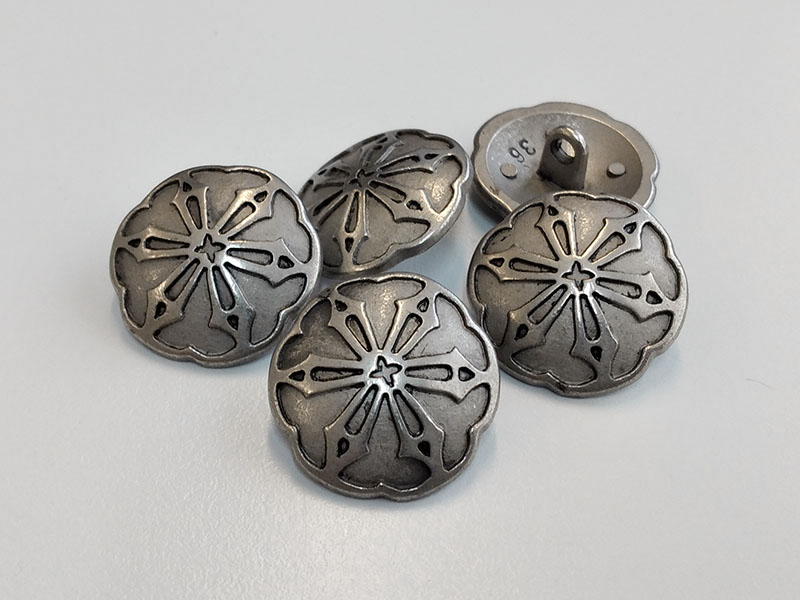 www.knopfparadies.de - 0353as - Altsilberfarbene Metallknöpfe mit nostalgischem Motiv