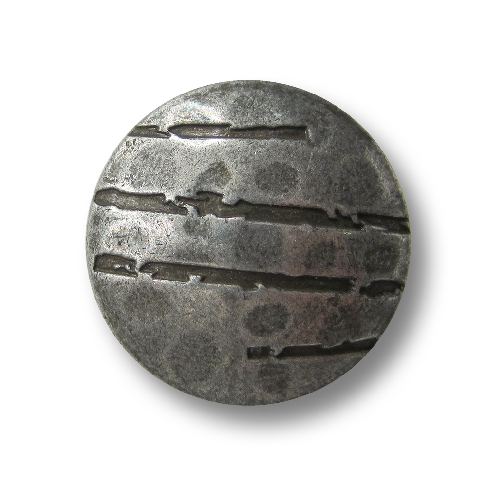 Eigenwilliger alteisenfb. Metall Knopf mit Kerben
