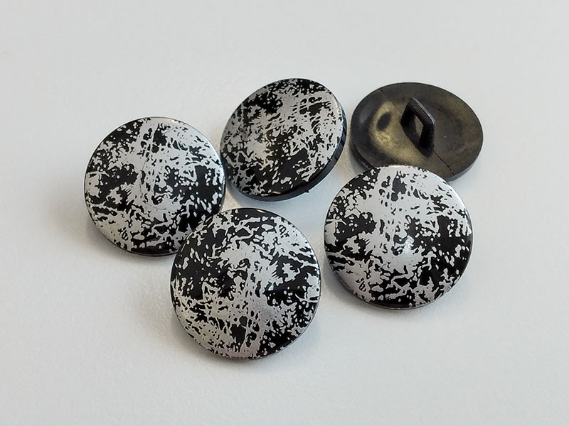 www.knopfparadies.de - 6162ss - Moderne Kunststoffknöpfe in schwarz und silber