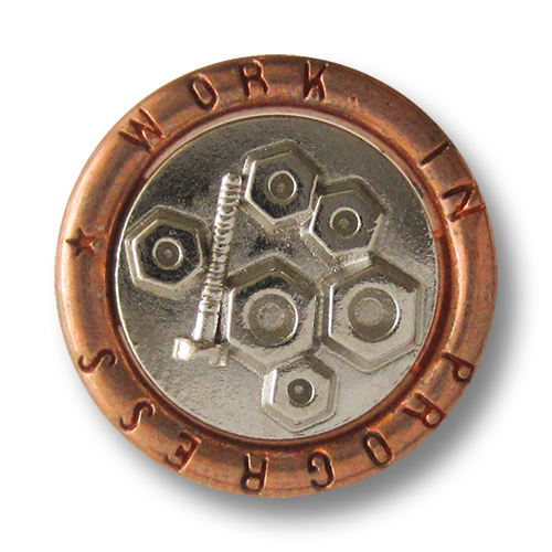 www.Knopfparadies.de - 5065ks - Kupfer silberne Ösen Metallknöpfe mit Schrauben und Muttern