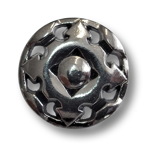 www.knopfparadies.de - 6425ch - Chromfarbene Metallknöpfe mit Durchbruchmuster