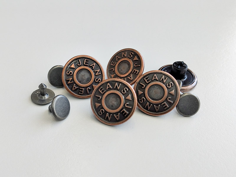 www.knopfparadies.de - 4649ak - Altkupferfarbene Jeansknöpfe / Nietenknöpfe
