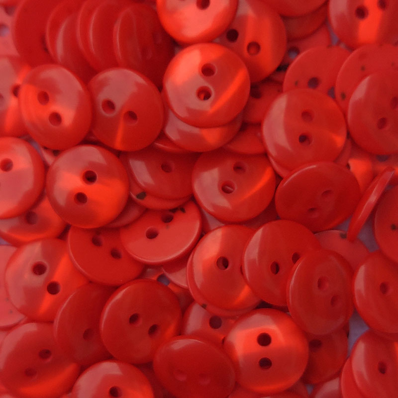 Kleine rote Blusenknöpfe, gewölbt, 11,5mm, Perlmutt-Optik
