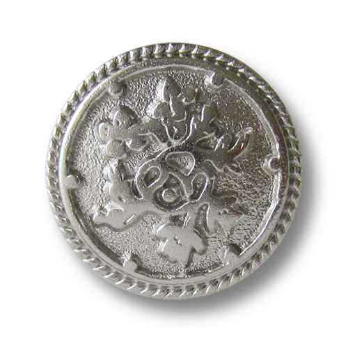 www.Knopfparadies.de - 0576si- Silberne Metallknöpfe mit Blumen Muster