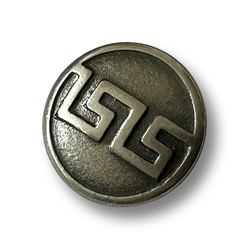 www.knopfparadies.de - k263as - Metallknöpfe in Altsilber mit erhabenem Mäanderdekor