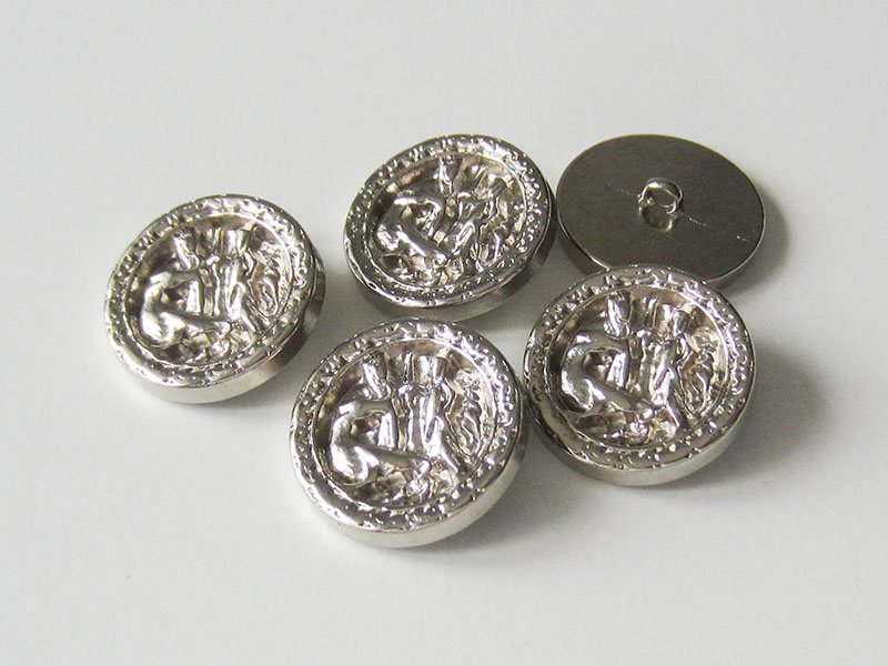 www.Knopfparadies.de - 0824si - Silberne Metallknöpfe mit Drachen Motiv