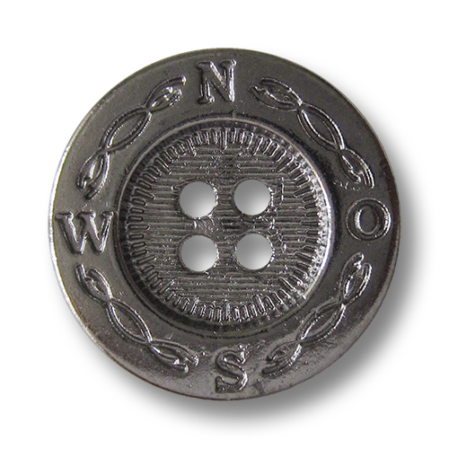 www.Knopfparadies.de  - 3314ch - Maritime Vierloch Metallknöpfe in Chrom