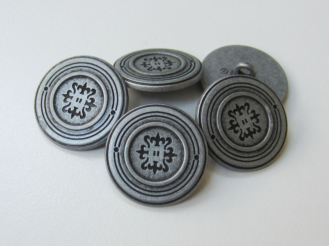 www.Knopfparadies.de - 5554ei - Edle Metallknöpfe mit Lilien Motiv