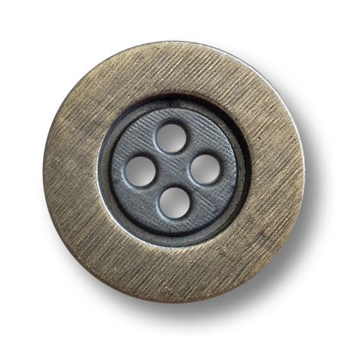 www.knopfparadies.de - 6420em - Interessante Vierlochknöpfe aus Metall in Bicolor Optik