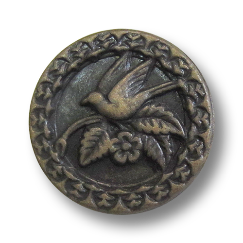 Altmessingfarbener Knopf mit Vogelmotiv