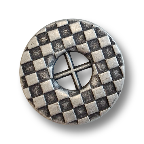 www.knopfparadies.de - 0342as - Altsilberfarbene Metallknöpfe mit Schachbrettmuster