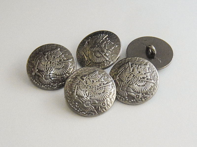 www.Knopfparadies.de - 0858ch - Authentische Ösenknöpfe aus Metall mit Adlermotiv in Chrom
