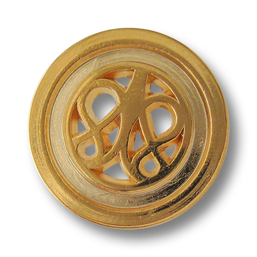 www.knopfparadies.de - 0426gg - Glänzend goldfarbene Metallknöpfe mit Durchbruch