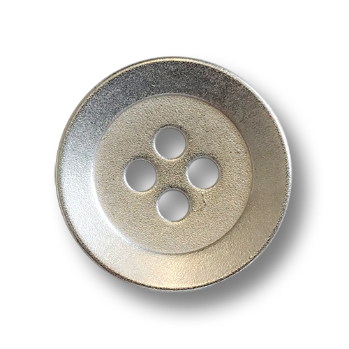 www.knopfparadies.de - 6360ms - Matt silberfarbene Metallknöpfe mit vier Löchern