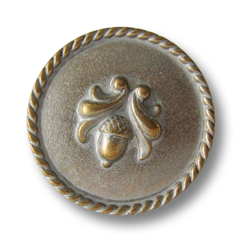 www.Knopfparadies.de - 0229sm - Messing silberfarbene Metallknöpfe mit Eichel Motiv