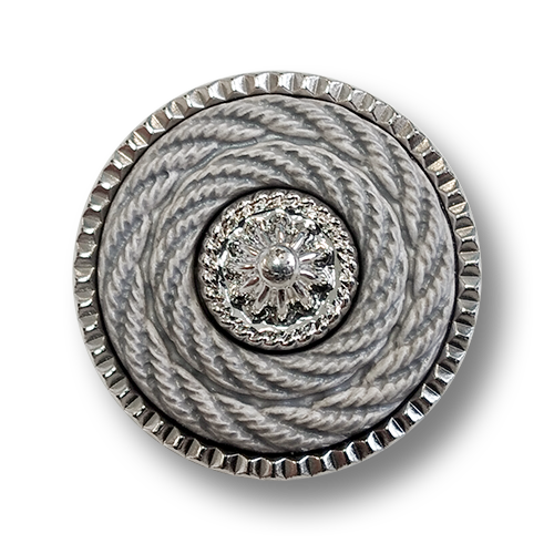 www.knopfparadies.de - 6256hg - Elegante Kunststoffknöpfe in Hellgrau und Silber