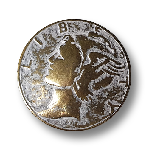 Altmessingfarbene, sehr alt wirkende Münzknöpfe - vintage LIBERTY