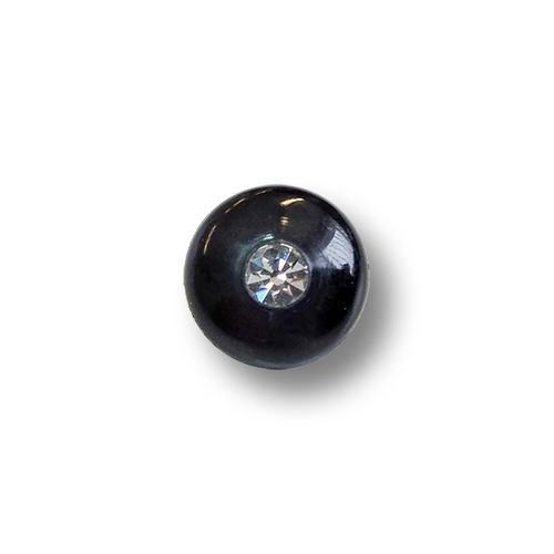 www.knopfparadies.de - 6013sc - Schwarze Kunststoffknöpfe mit Glitzersteinchen