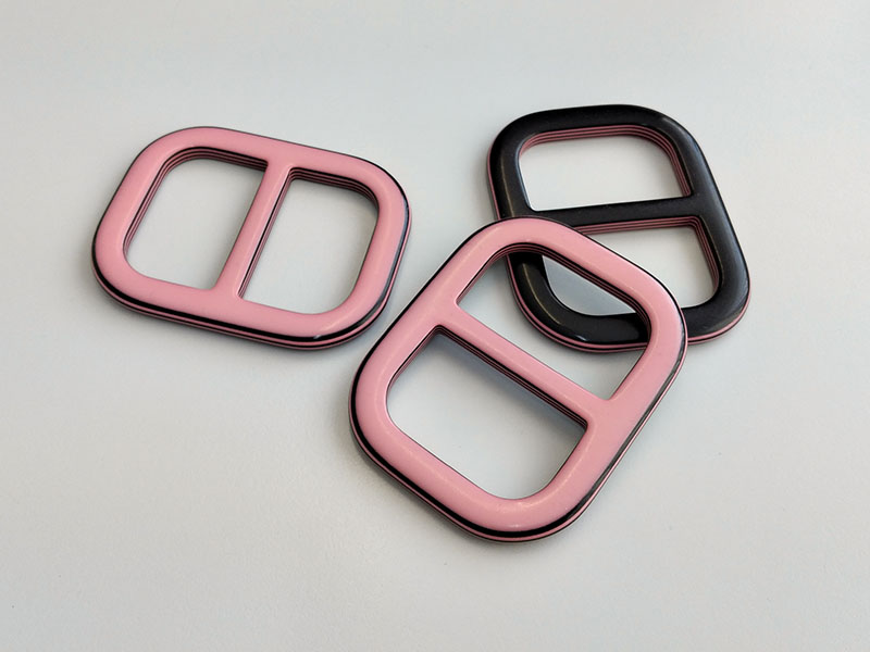 www.knopfparadies.de - 3280pi - Pink-schwarze Gürtelschnallen ohne Dorn