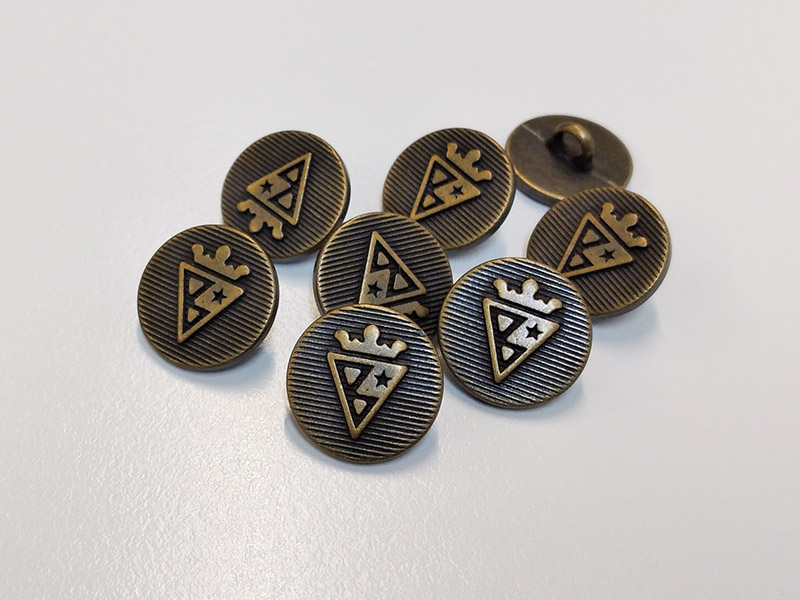 www.knopfparadies.de - 3961me - Altmessingfarbene Metallknöpfe mit Wappenmotiv