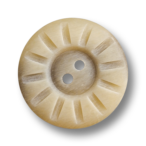 Beige melierter Knopf in Horn Optik mit Rillen Muster