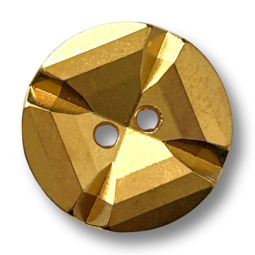 www.knopfparadies.de - k261go - Zweilochknopf aus Kunststoff in Gold mit geometrischem Treppendesign