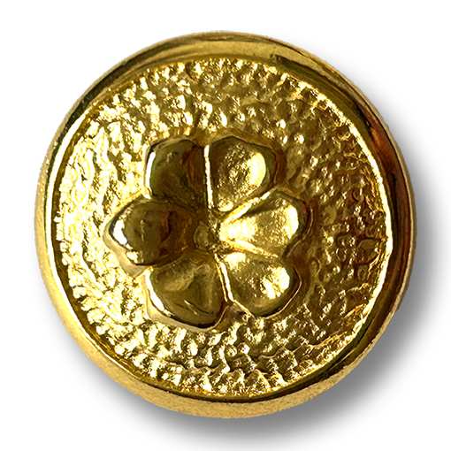Goldfarbener Metallknopf mit plastischer Blüte