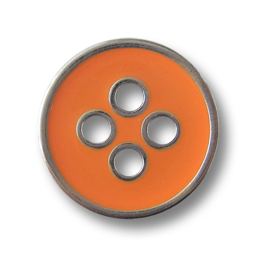 Moderner orange silberfarbener Vierloch Metallknopf