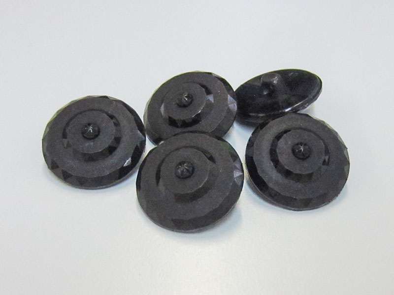 www.Knopfparadies.de - 5976sc - Traumhafte große schwarze Ösenknöpfe aus Kunststoff wie alte Glasknöpfe