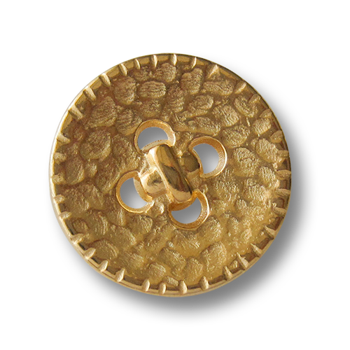 Goldfarbene Metall Ösen Knopf mit Durchbruch in Knopfloch & Garn-Optik