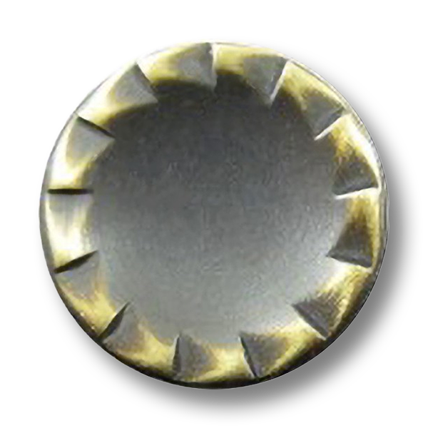 Restposten: 7 Knöpfe – Metall – dunkel und hell messing – rund – ca. 23mm – Öse